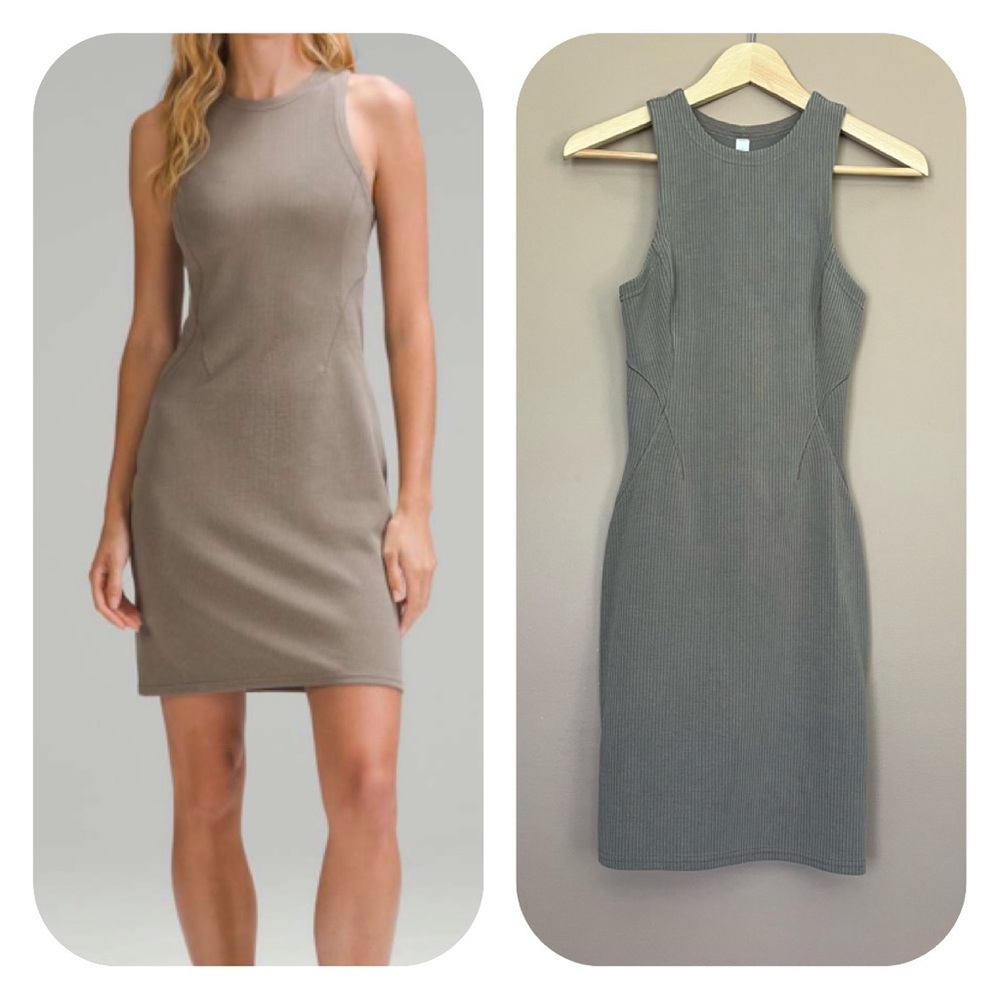 {Lululemon} Ribbed Softstreme Slim-Fit Tank Dress in Nomad - Womens 2
